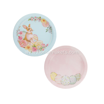 14PCS Easter Round Paper Plates